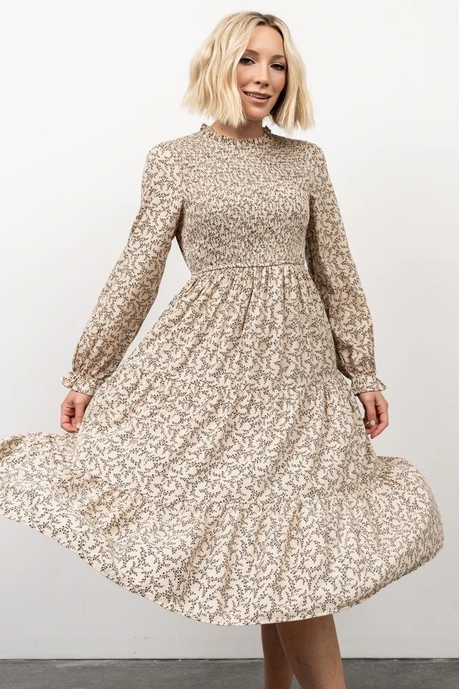 HAY Dresses Cambri Smocked Midi Dress | Beige Floral 8 HAY Dresses Cambri Smocked Midi Dress | Beige Floral