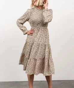 HAY Dresses Cambri Smocked Midi Dress | Beige Floral 18 HAY Dresses Cambri Smocked Midi Dress | Beige Floral