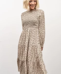 HAY Dresses Cambri Smocked Midi Dress | Beige Floral 19 HAY Dresses Cambri Smocked Midi Dress | Beige Floral