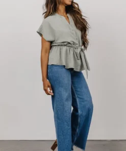 Tops Camila Peplum Top | Dusty Sage 7 Tops Camila Peplum Top | Dusty Sage