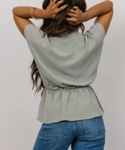 Tops Camila Peplum Top | Dusty Sage 9 Tops Camila Peplum Top | Dusty Sage