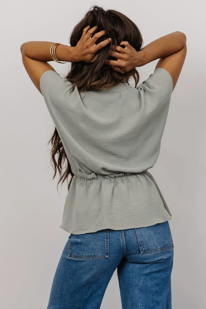 Tops Camila Peplum Top | Dusty Sage 5 Tops Camila Peplum Top | Dusty Sage