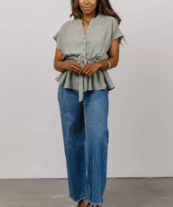 Tops Camila Peplum Top | Dusty Sage 8 Tops Camila Peplum Top | Dusty Sage