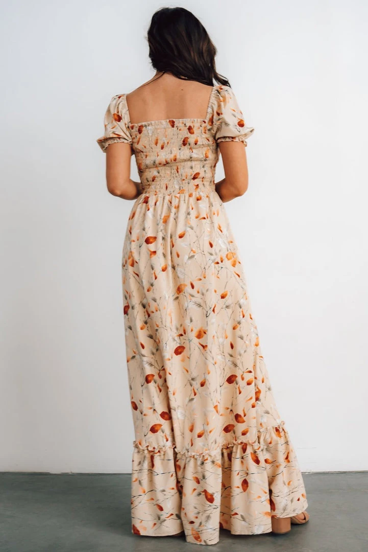 BB Custom Dresses Capri Smocked Maxi Dress | Golden Print 6 BB Custom Dresses Capri Smocked Maxi Dress | Golden Print