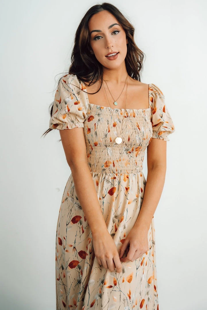 BB Custom Dresses Capri Smocked Maxi Dress | Golden Print 8 BB Custom Dresses Capri Smocked Maxi Dress | Golden Print