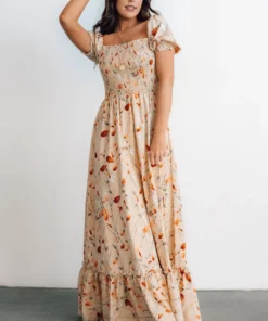 BB Custom Dresses Capri Smocked Maxi Dress | Golden Print 17 BB Custom Dresses Capri Smocked Maxi Dress | Golden Print