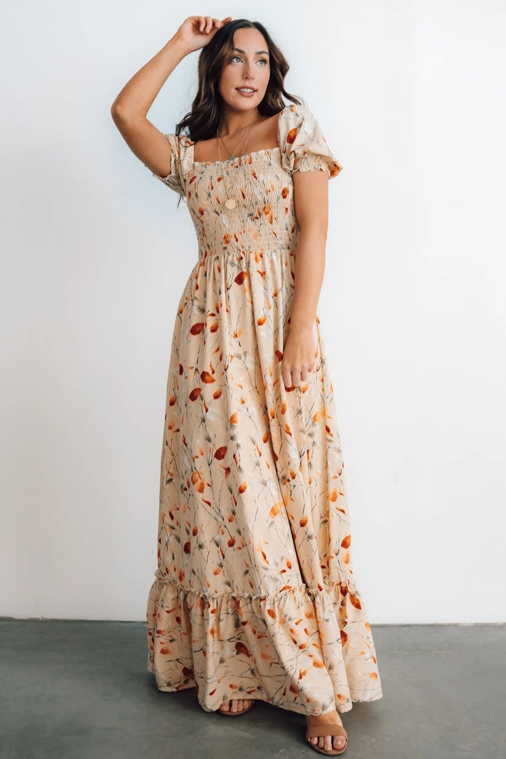 BB Custom Dresses Capri Smocked Maxi Dress | Golden Print 9 BB Custom Dresses Capri Smocked Maxi Dress | Golden Print