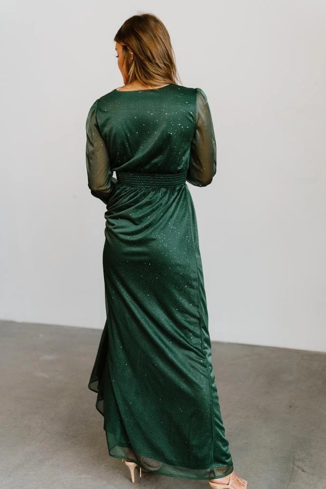BB Custom Dresses Carmen Shimmer Maxi Dress | Green 4 BB Custom Dresses Carmen Shimmer Maxi Dress | Green