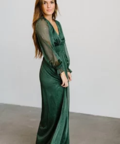 BB Custom Dresses Carmen Shimmer Maxi Dress | Green 10 BB Custom Dresses Carmen Shimmer Maxi Dress | Green