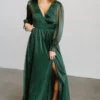 BB Custom Dresses Carmen Shimmer Maxi Dress | Green
