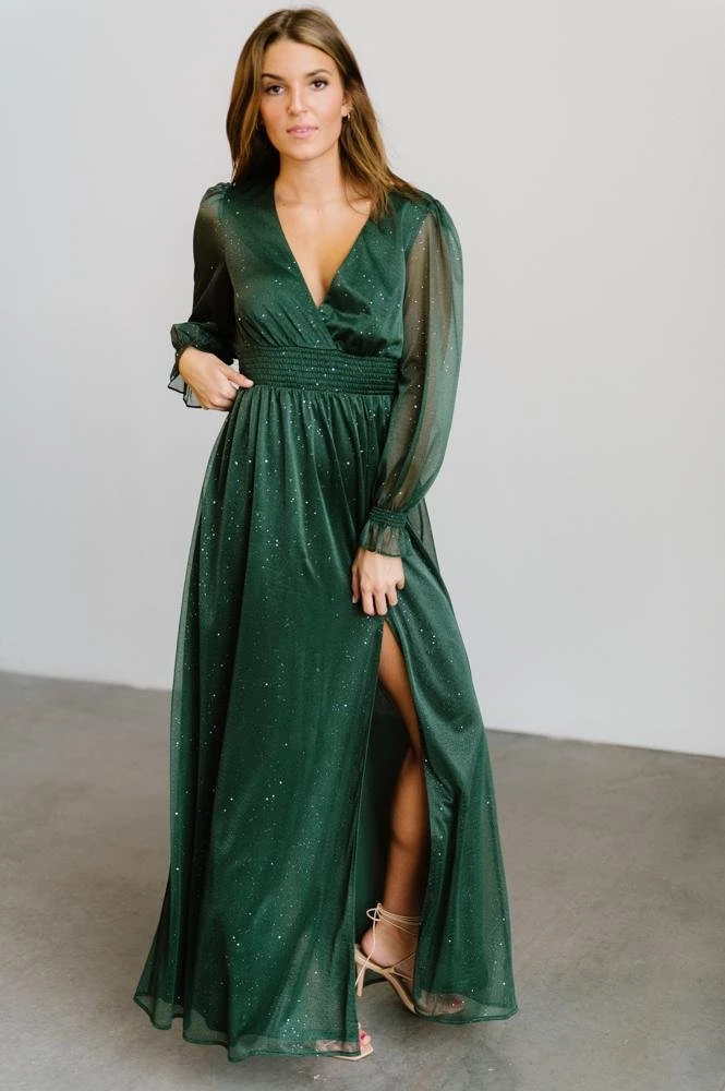 BB Custom Dresses Carmen Shimmer Maxi Dress | Green 1 BB Custom Dresses Carmen Shimmer Maxi Dress | Green
