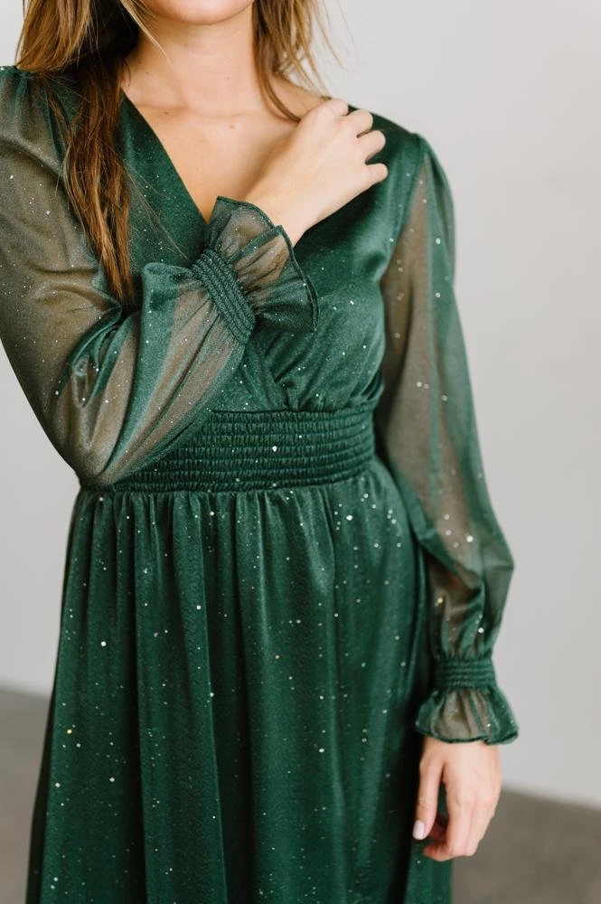 BB Custom Dresses Carmen Shimmer Maxi Dress | Green 2 BB Custom Dresses Carmen Shimmer Maxi Dress | Green