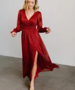 BB Custom Dresses Carmen Shimmer Maxi Dress | Rust