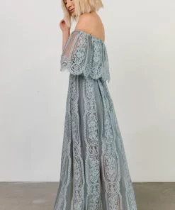 BB Custom Caroline Lace Maxi Dress | Dusty Blue Dresses