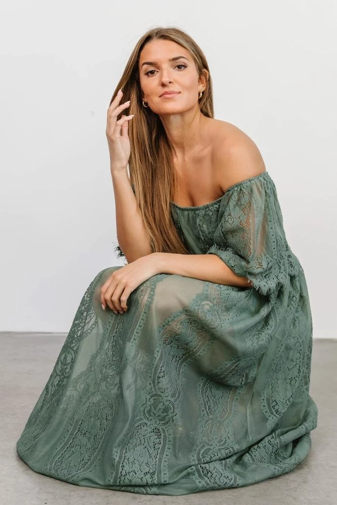BB Custom Caroline Lace Maxi Dress | Dusty Green 2 BB Custom Caroline Lace Maxi Dress | Dusty Green