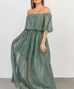 BB Custom Caroline Lace Maxi Dress | Dusty Green