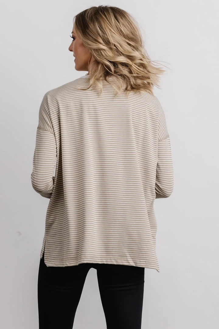 IL Casey Henley Long Sleeve Top | Taupe 2 IL Casey Henley Long Sleeve Top | Taupe