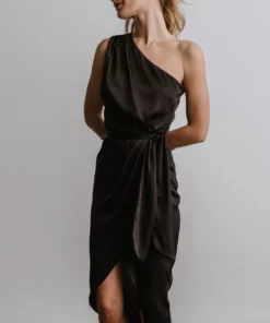 DD Celia One Shoulder Midi Dress | Black Dresses
