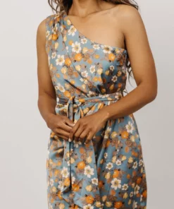 BB Custom Dresses Celia One Shoulder Midi Dress | Blue Floral 7 BB Custom Dresses Celia One Shoulder Midi Dress | Blue Floral