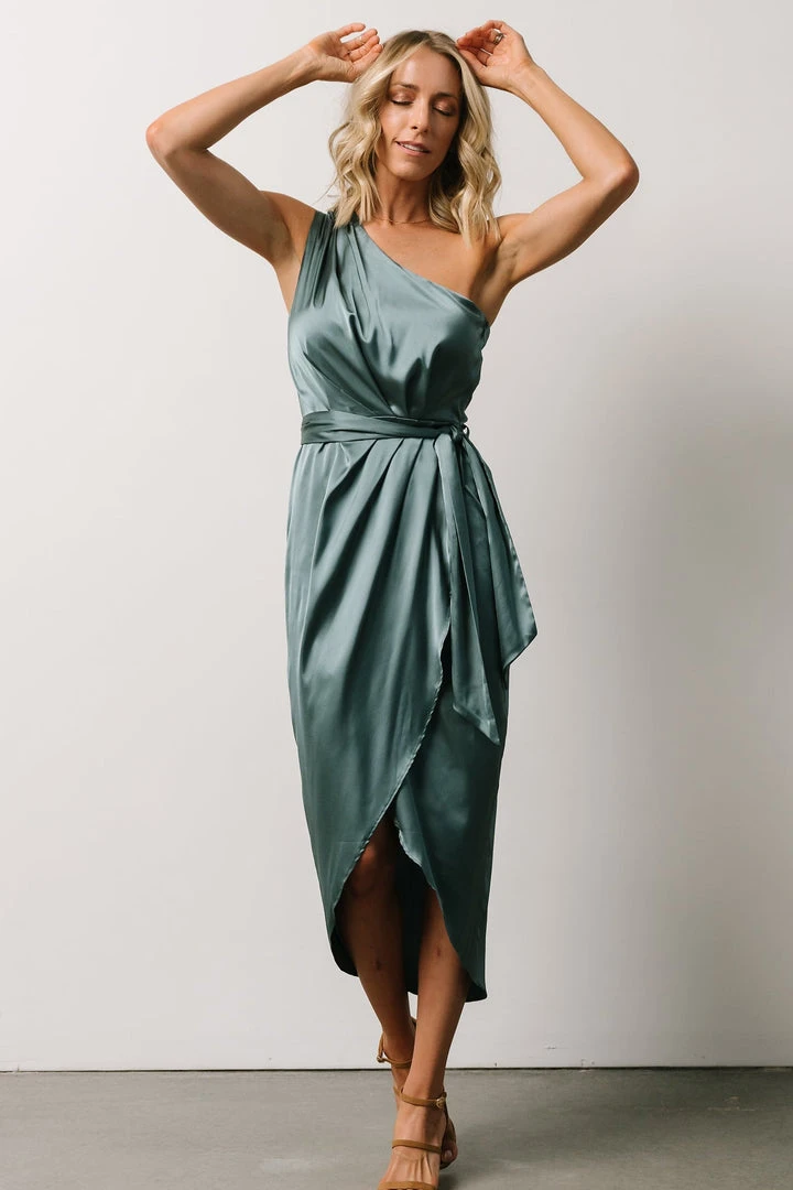 BB Custom Celia One Shoulder Midi Dress | Blue Sage Dresses 5 BB Custom Celia One Shoulder Midi Dress | Blue Sage Dresses