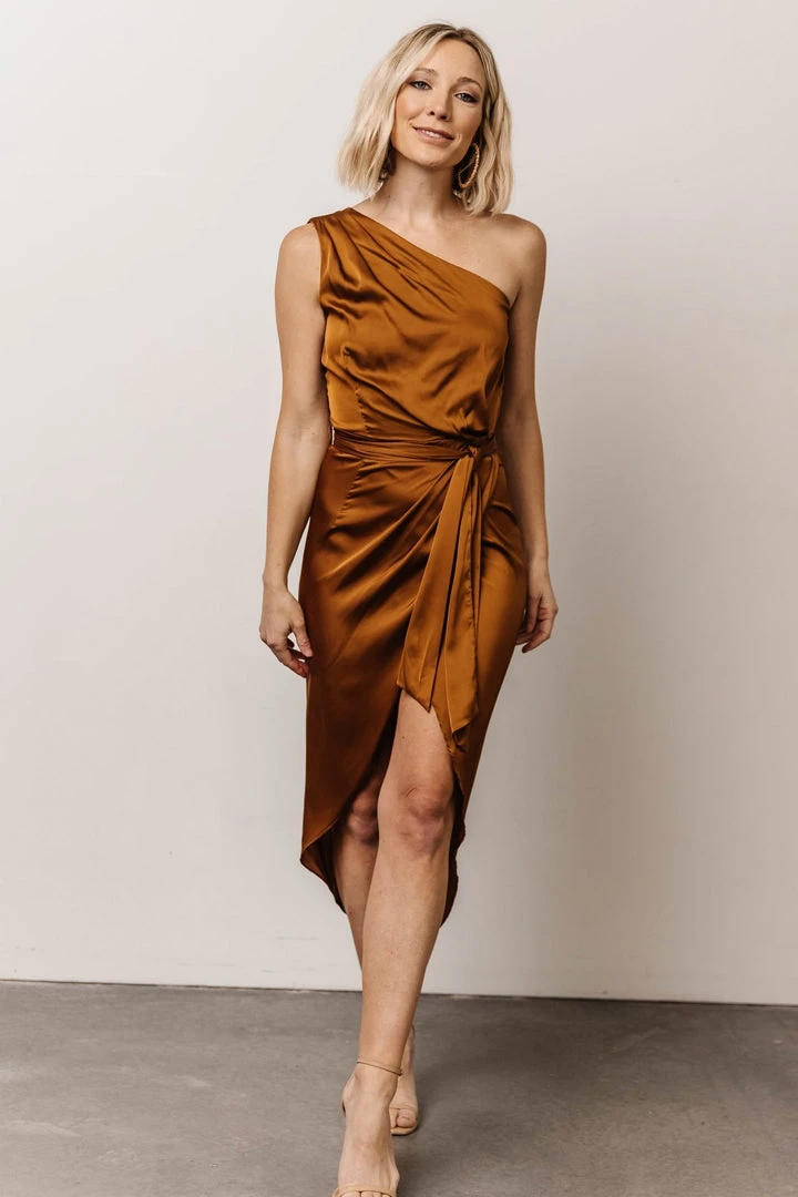 DD Celia One Shoulder Midi Dress | Bronze 5 DD Celia One Shoulder Midi Dress | Bronze