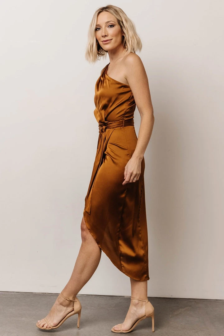 DD Celia One Shoulder Midi Dress | Bronze 6 DD Celia One Shoulder Midi Dress | Bronze