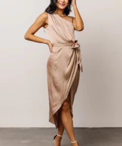 DD Celia One Shoulder Midi Dress | Champagne 10 DD Celia One Shoulder Midi Dress | Champagne