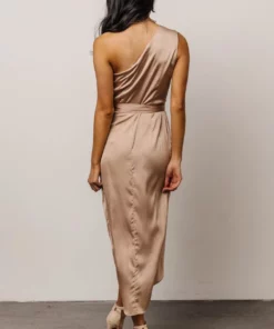 DD Celia One Shoulder Midi Dress | Champagne 14 DD Celia One Shoulder Midi Dress | Champagne