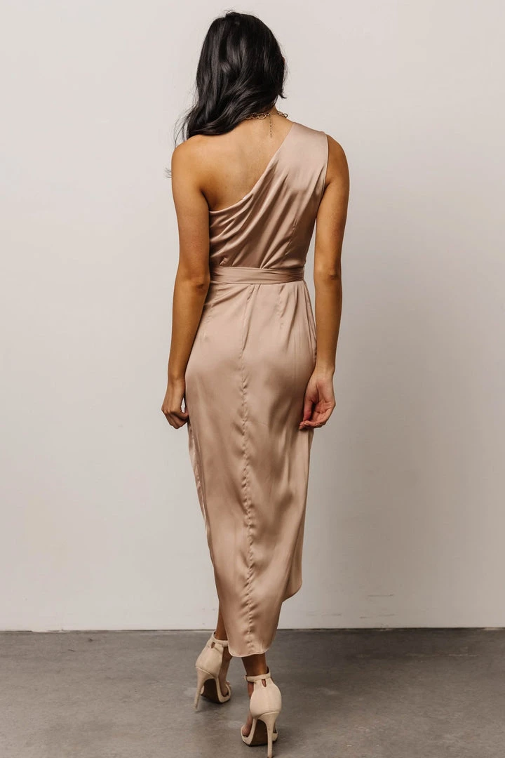 DD Celia One Shoulder Midi Dress | Champagne 7 DD Celia One Shoulder Midi Dress | Champagne