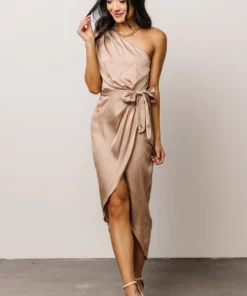 DD Celia One Shoulder Midi Dress | Champagne
