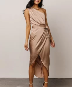 DD Celia One Shoulder Midi Dress | Champagne 12 DD Celia One Shoulder Midi Dress | Champagne