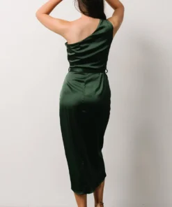 BB Custom Dresses Celia One Shoulder Midi Dress | Dark Green 9 BB Custom Dresses Celia One Shoulder Midi Dress | Dark Green