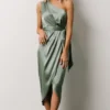 BB Custom Celia One Shoulder Midi Dress | Eucalyptus
