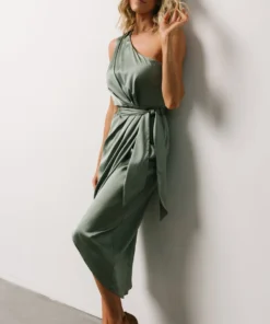 BB Custom Celia One Shoulder Midi Dress | Eucalyptus 10 BB Custom Celia One Shoulder Midi Dress | Eucalyptus