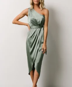 BB Custom Celia One Shoulder Midi Dress | Eucalyptus 11 BB Custom Celia One Shoulder Midi Dress | Eucalyptus