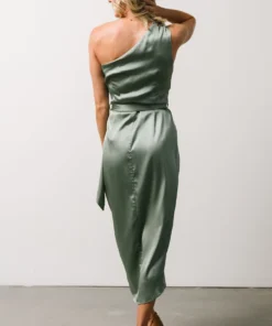 BB Custom Celia One Shoulder Midi Dress | Eucalyptus 8 BB Custom Celia One Shoulder Midi Dress | Eucalyptus