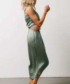 BB Custom Celia One Shoulder Midi Dress | Eucalyptus