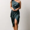 BB Custom Celia One Shoulder Midi Dress | Midnight Dresses