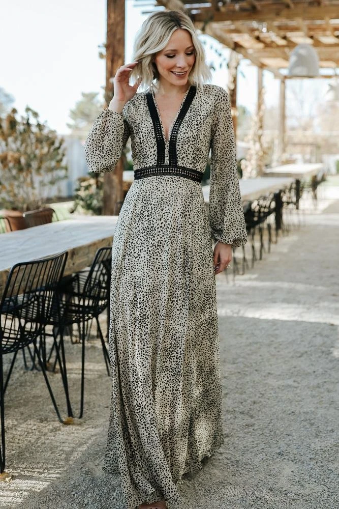 AK Dresses Cha Cha Print Maxi Dress | Taupe 3 AK Dresses Cha Cha Print Maxi Dress | Taupe