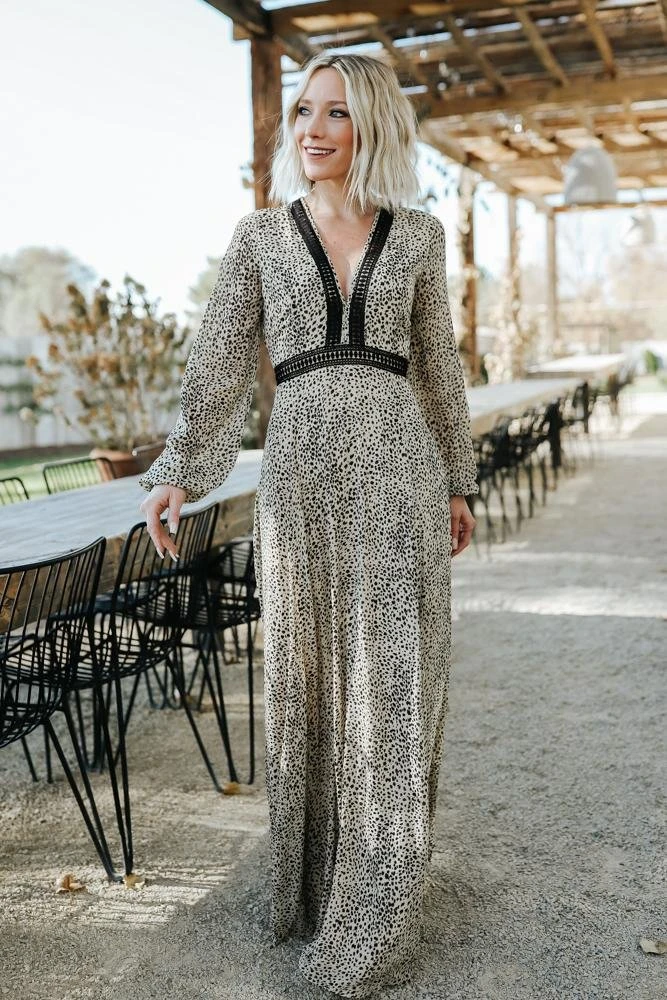 AK Dresses Cha Cha Print Maxi Dress | Taupe 7 AK Dresses Cha Cha Print Maxi Dress | Taupe