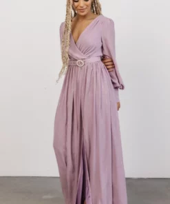 Soi Dresses Charity Shimmer Gown | Lilac + Silver