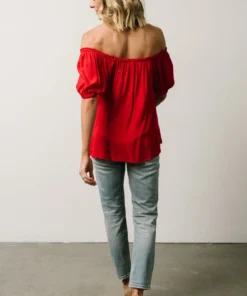 IL Cielo Embroidered Top | Cherry Red