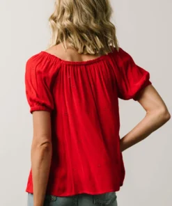 IL Cielo Embroidered Top | Cherry Red