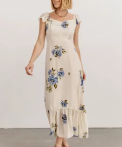 SL Clara Midi Dress | Cream + Blue Floral 10 SL Clara Midi Dress | Cream + Blue Floral