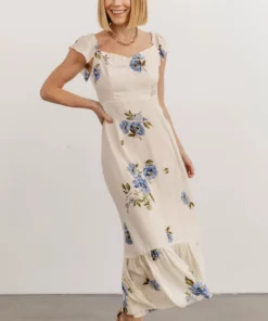 SL Clara Midi Dress | Cream + Blue Floral 15 SL Clara Midi Dress | Cream + Blue Floral