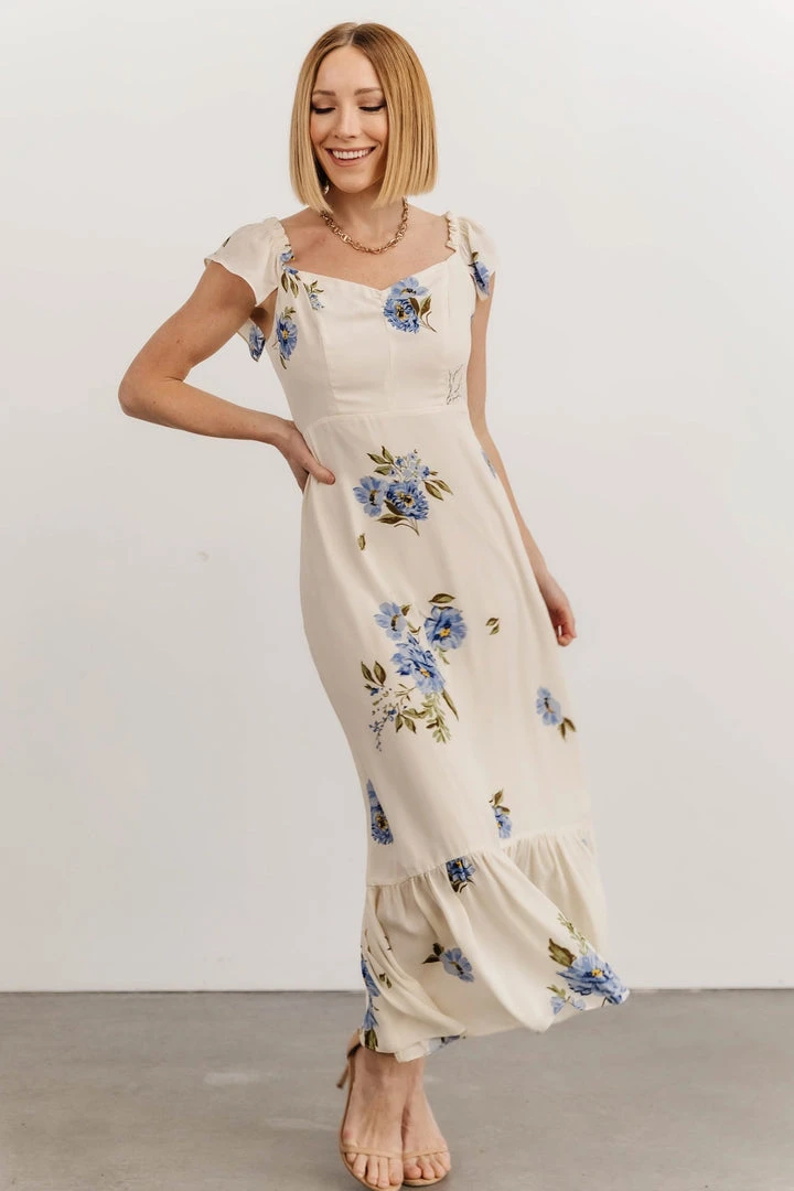 SL Clara Midi Dress | Cream + Blue Floral 8 SL Clara Midi Dress | Cream + Blue Floral