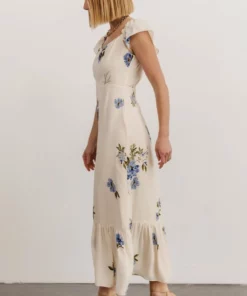 SL Clara Midi Dress | Cream + Blue Floral 11 SL Clara Midi Dress | Cream + Blue Floral