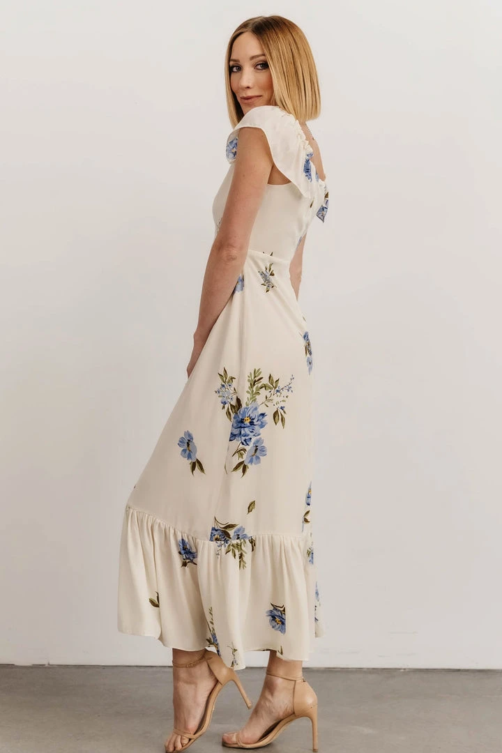 SL Clara Midi Dress | Cream + Blue Floral 5 SL Clara Midi Dress | Cream + Blue Floral