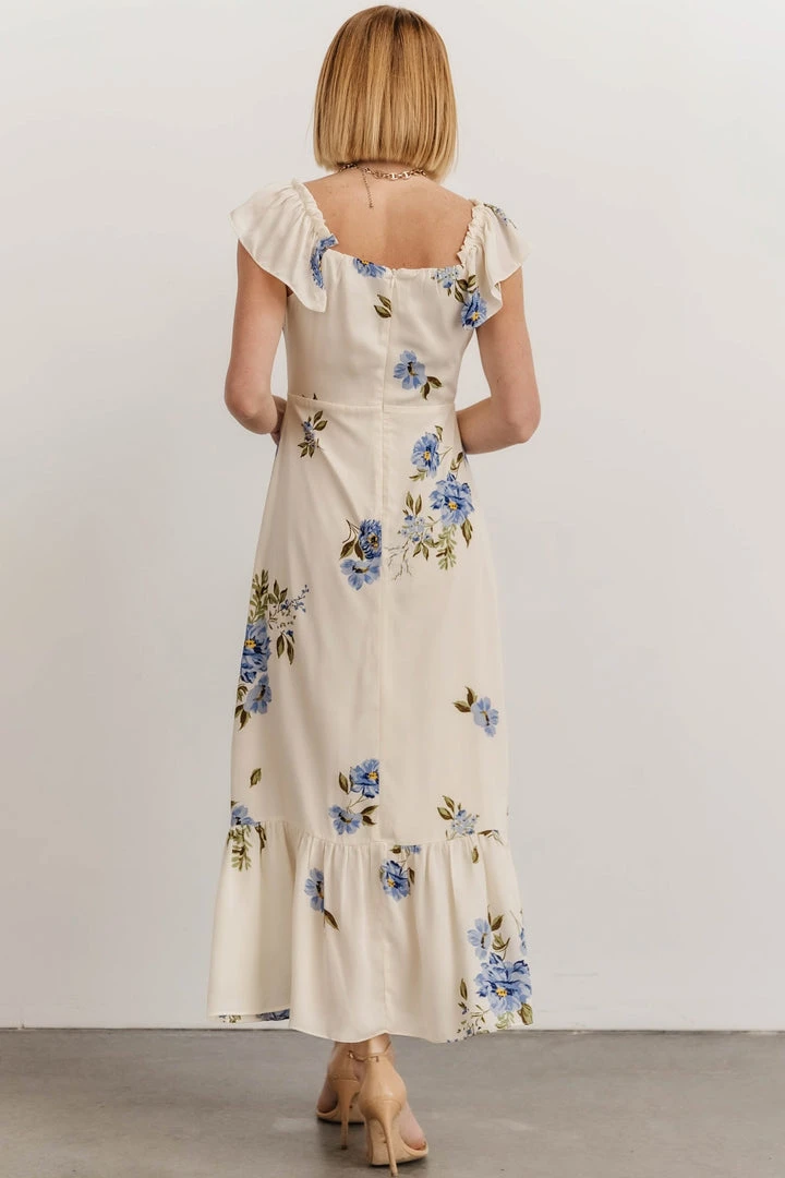 SL Clara Midi Dress | Cream + Blue Floral 6 SL Clara Midi Dress | Cream + Blue Floral