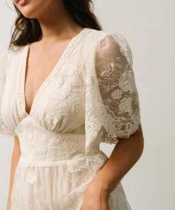 FT Clarisa Lace Midi Dress | Vintage Cream Dresses